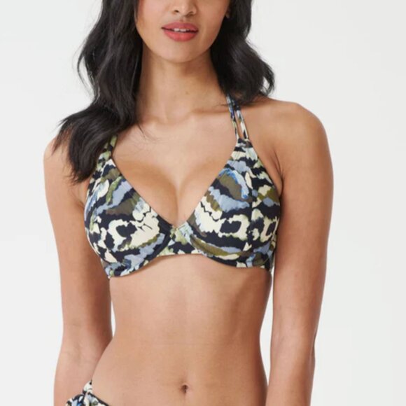 Miss Mandalay Adeje Bikini Top - Camo Print - 36G - NWT - Picture 1 of 3